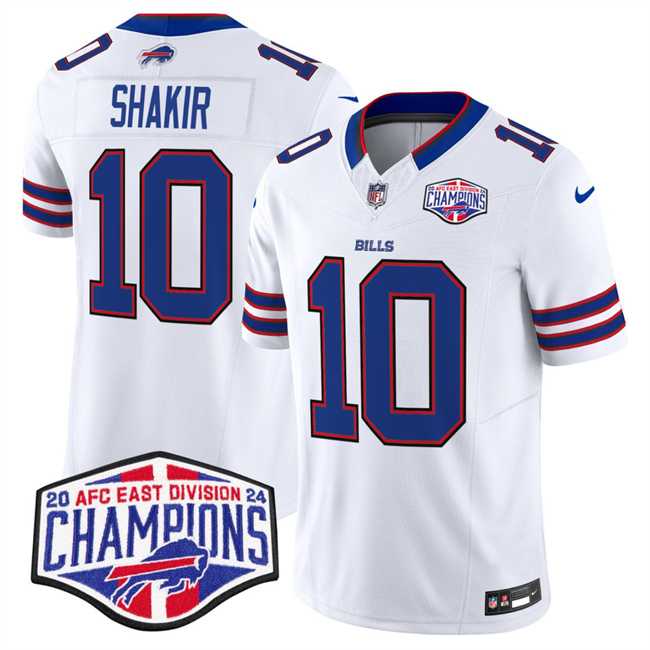 Men%27s Buffalo Bills #10 Khalil Shakir White F.U.S.E. 2024 AFC East Division Champions Vapor Limited Stitched Jersey->buffalo bills->NFL Jersey